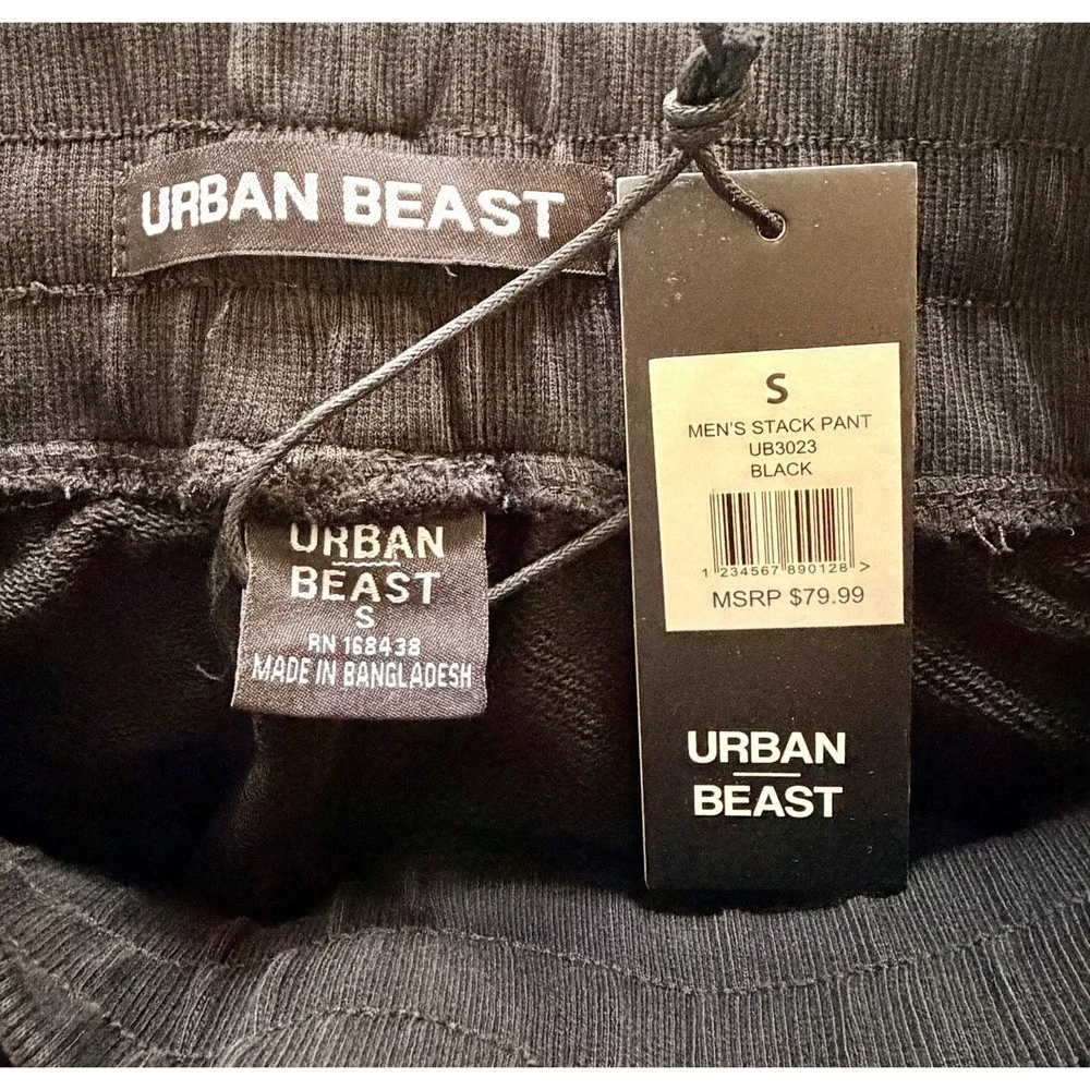 Urban Beast Mens Stack Size Small Black Sweatpants